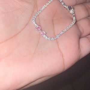 Elegant Silver and Pink Bow Bracelet for Baby